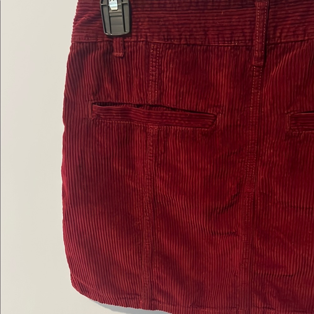 American Eagle Outfitters High Rise A-Line Burgundy Corduroy Skirt - Picture 5 of 8